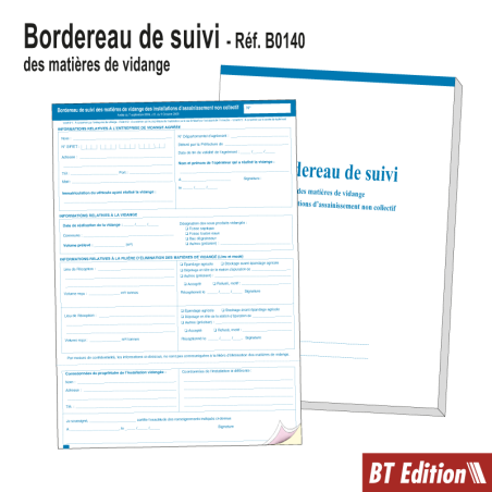 Carnet Bordereau de Suivi des Matières de Vidange