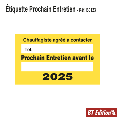 Etiquette Prochain Entretien Chauffage