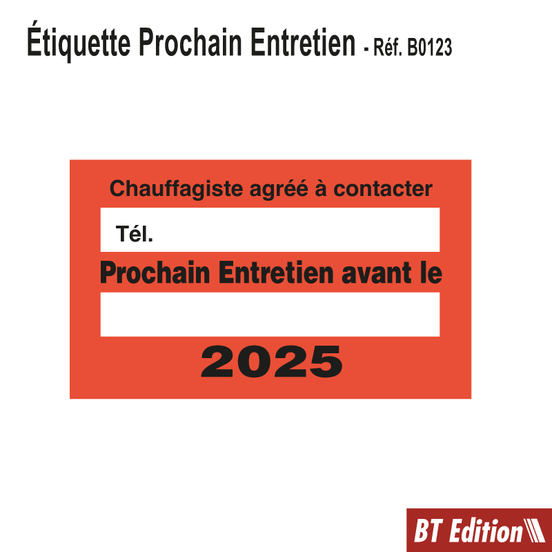 Etiquette Prochain Entretien Chauffage